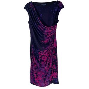 American Living Side Ruched Wild Plum Floral Dress